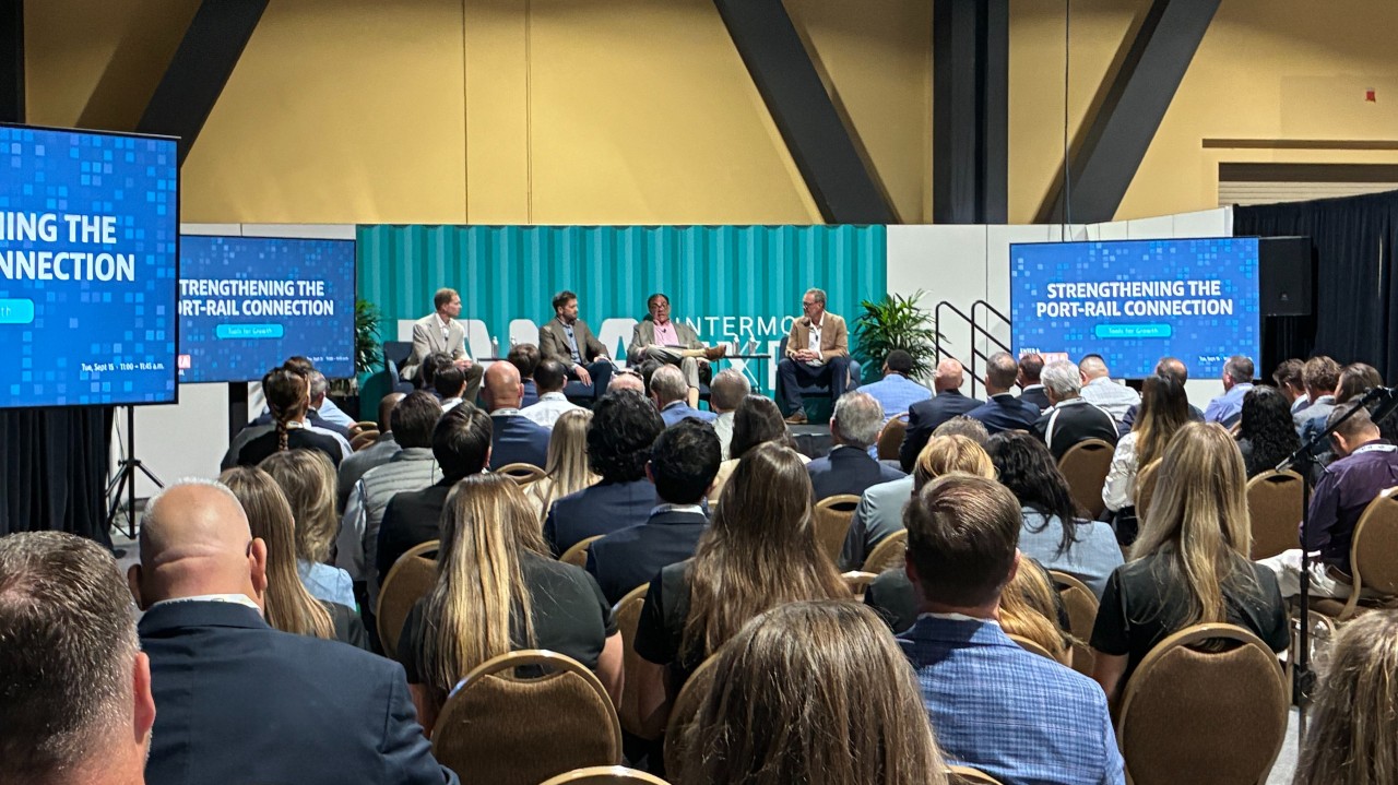 Panelists discuss strengthening the port-rail connection at IANA Expo 2026