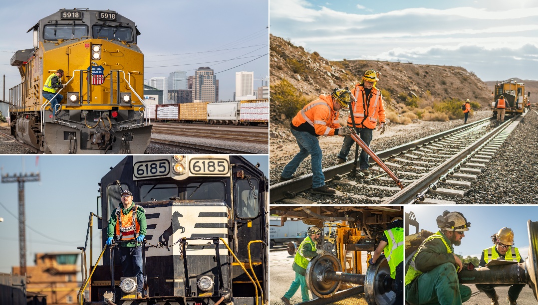 Union Pacific and Norfolk Southern employees working safely across railroad operations