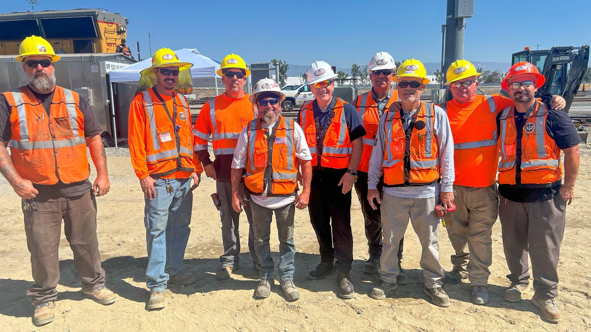 Union Pacific employees with CEO Jim Vena at West Colton Yard